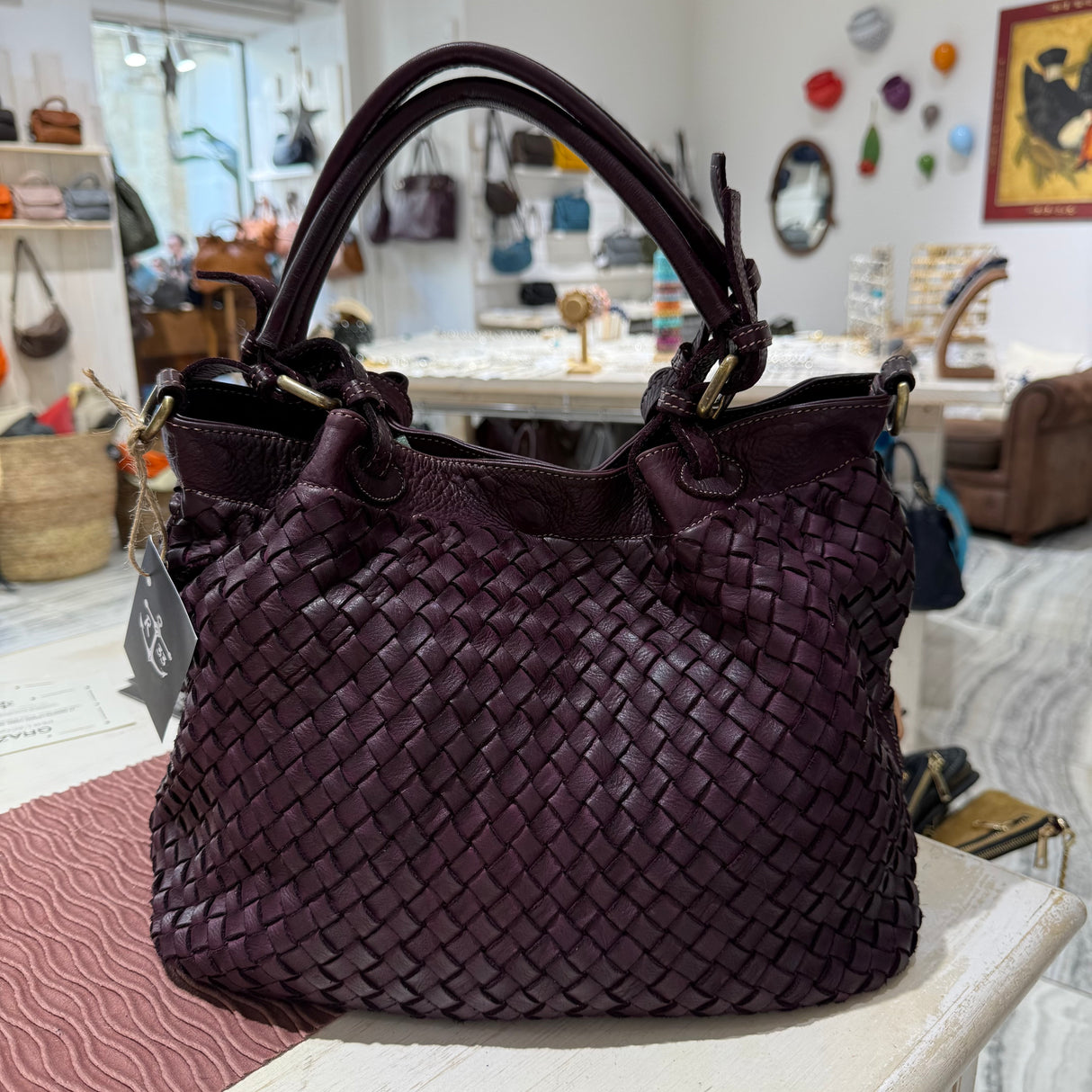 Borsa Intreccio Small Borgogna