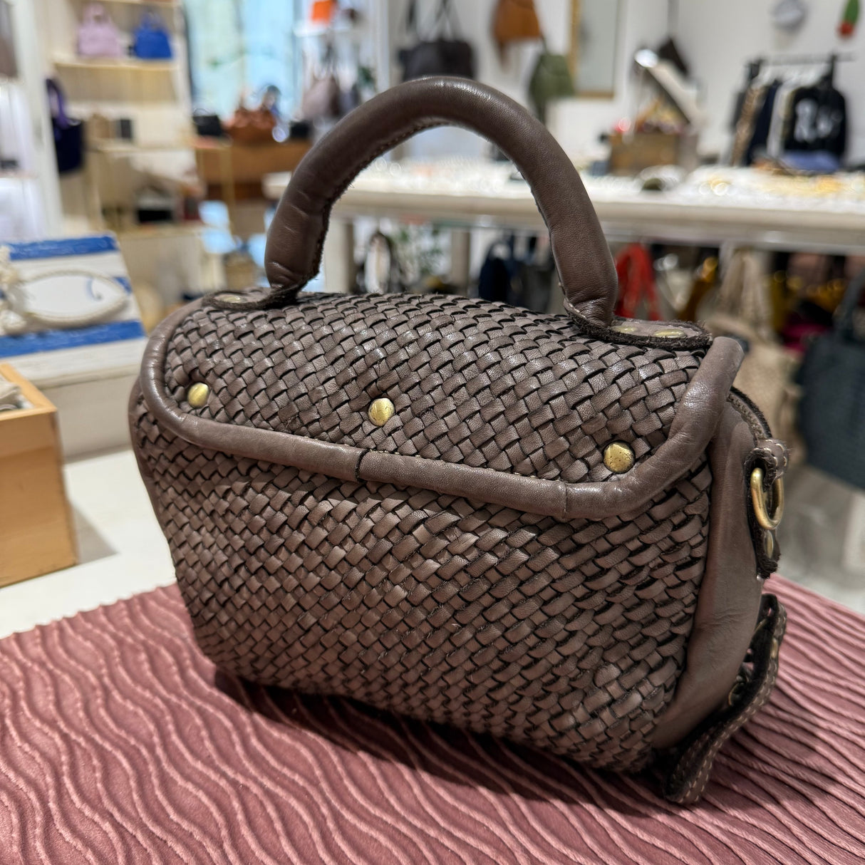 Borsa PIMMA intrecciata Taupe
