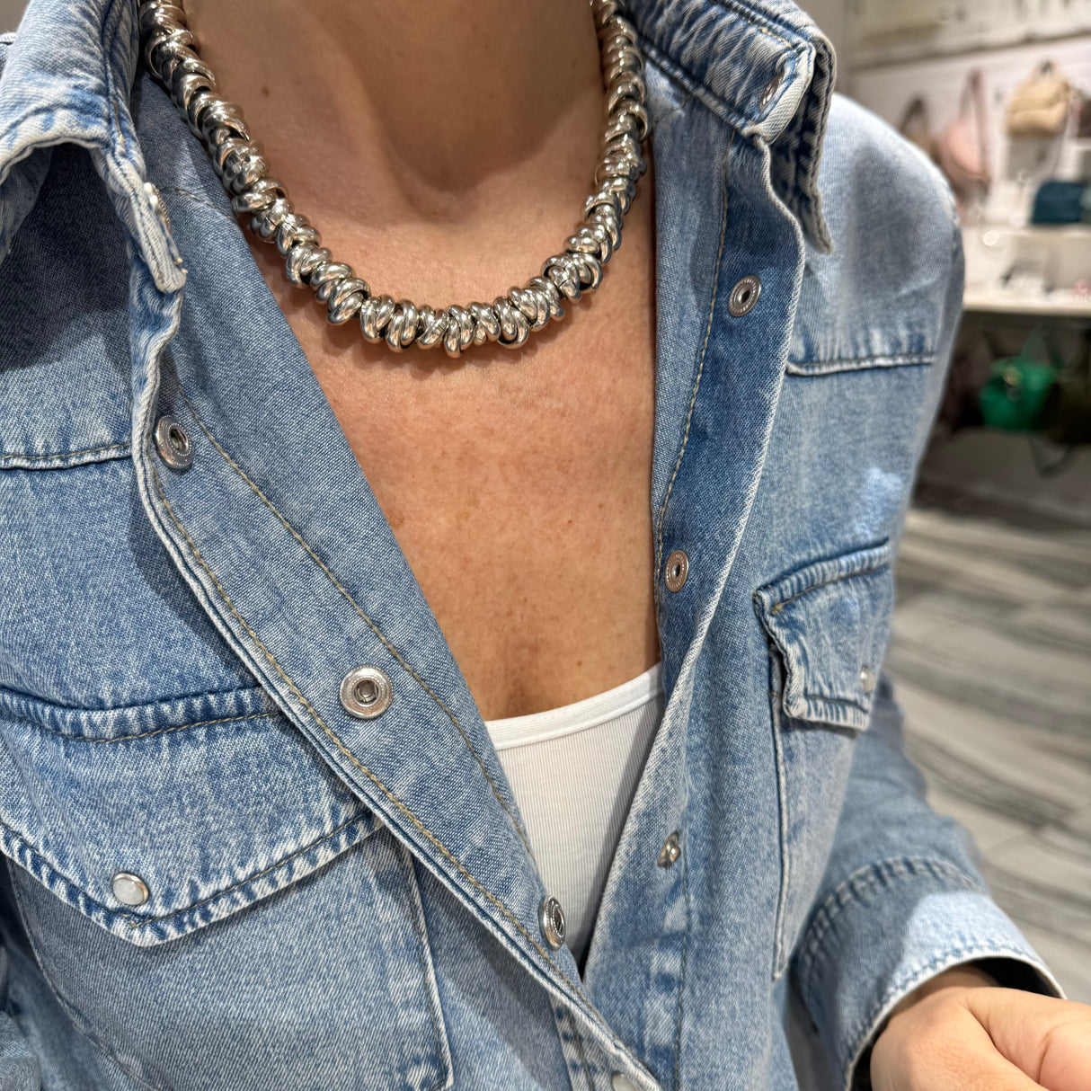 Collana anellini Alluminio Silver