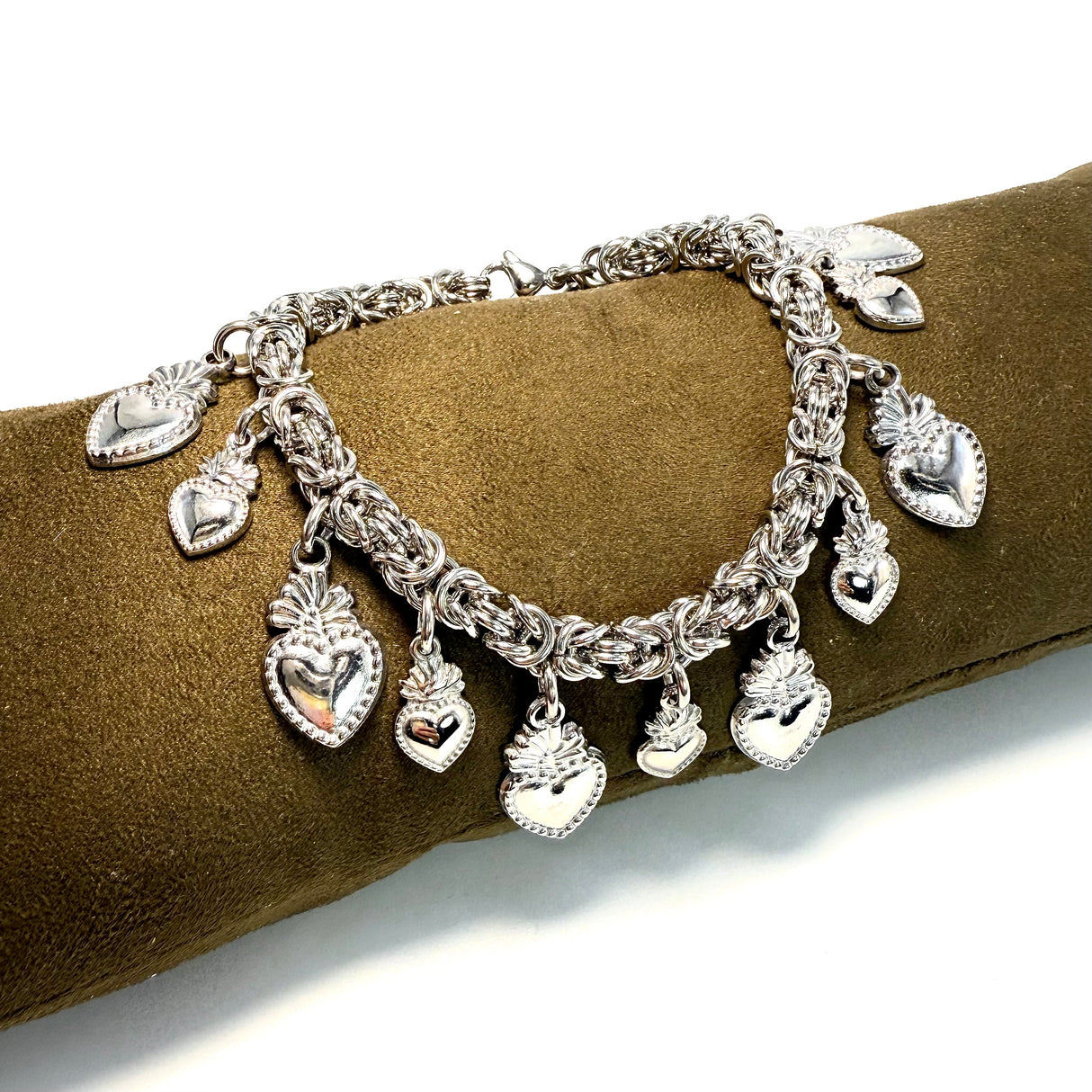 Bracciale Bizantina Cuori Sacri acciaio inossidabile