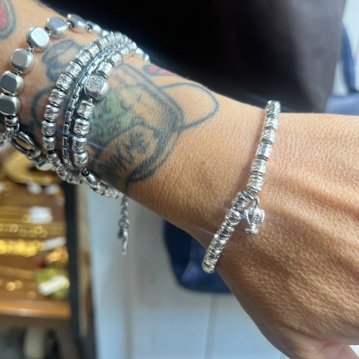 Bracciale pepite e pumino Argento925