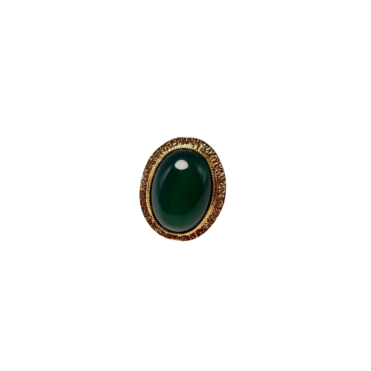 Anello Ovale Etrusco Cabochon Ottone e Giada verde
