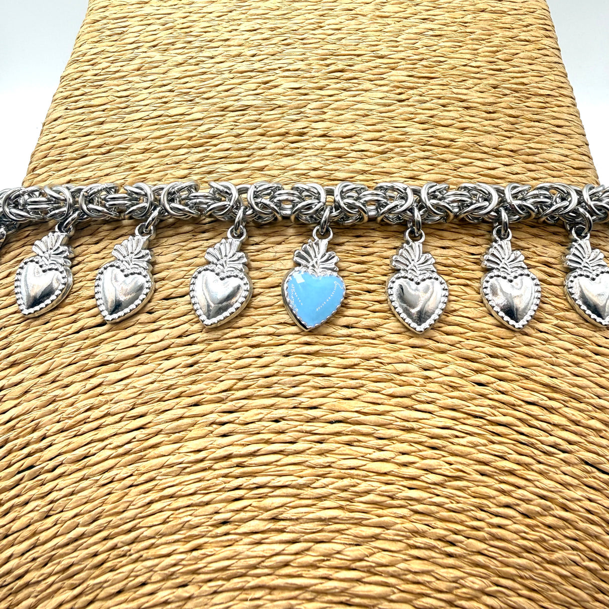 Bracciale Bizantina Cuori Sacri acciaio inossidabile pervinca