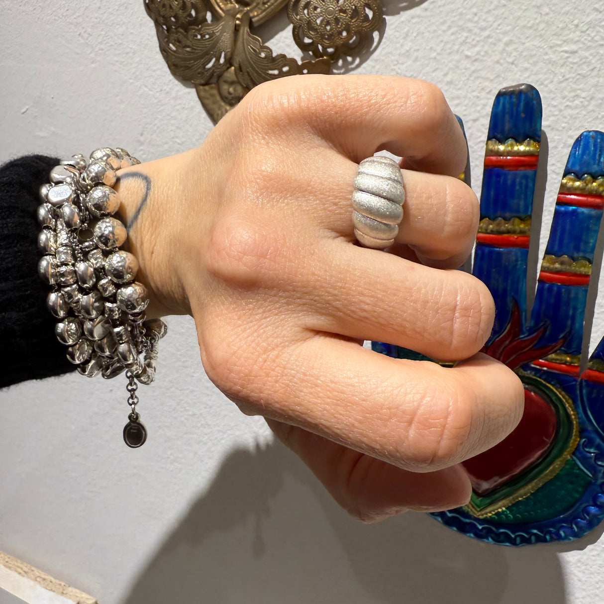 Anello Fascia satinata Croissant Argento925