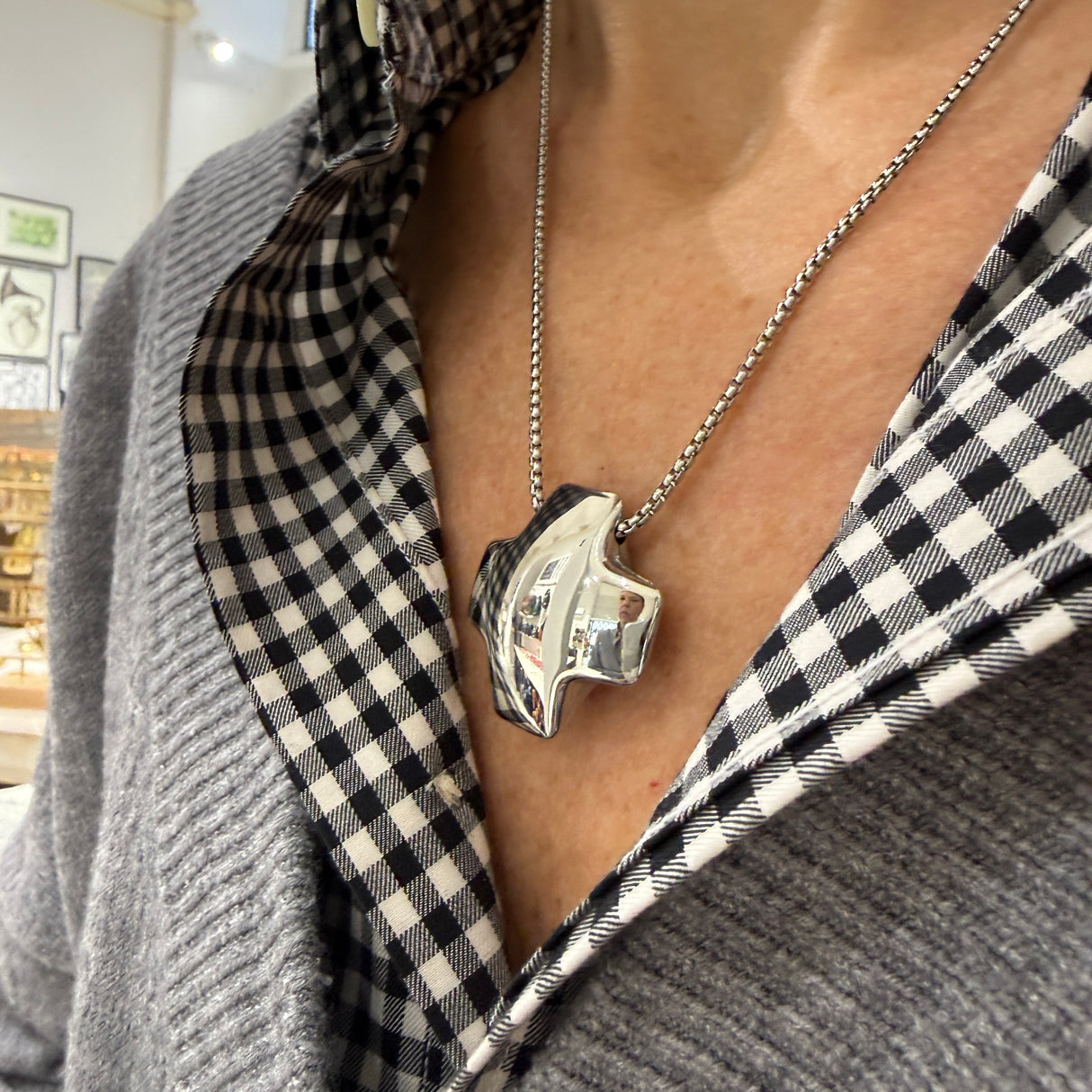 Collana Croce bombata acciaio inossidabile