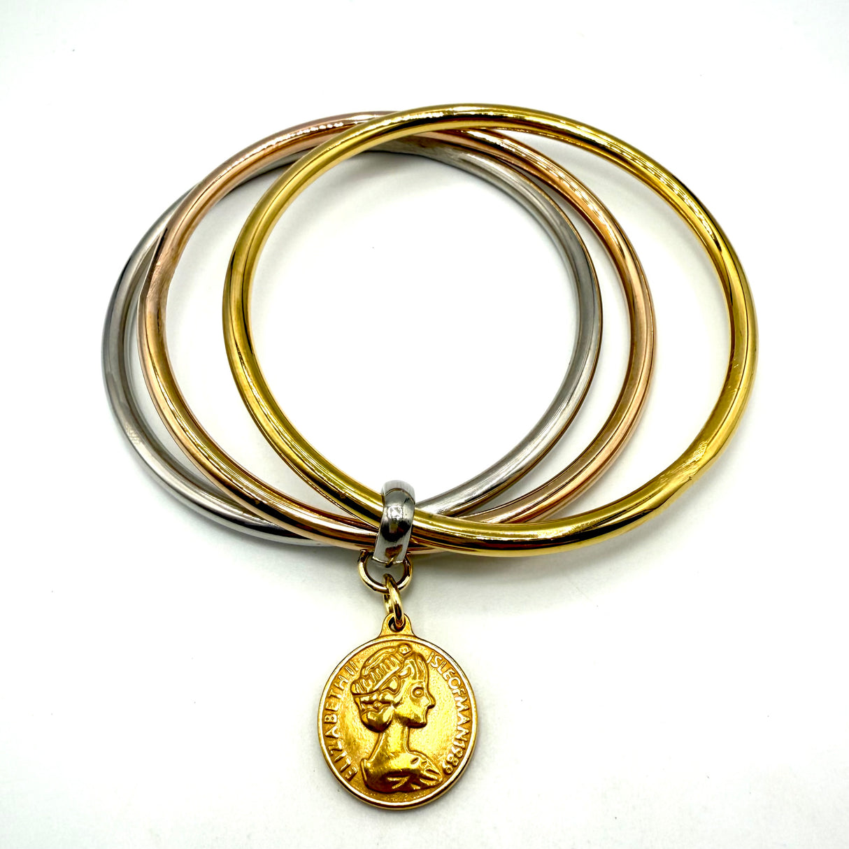 Bracciale rigido 3 fili Multicolor con moneta