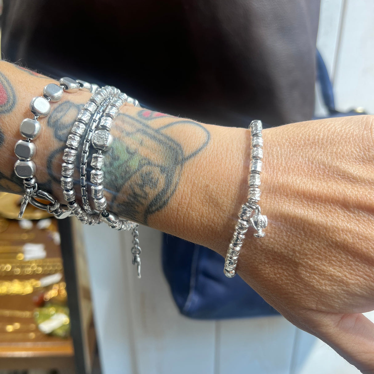 Bracciale pepite e pumino Argento925