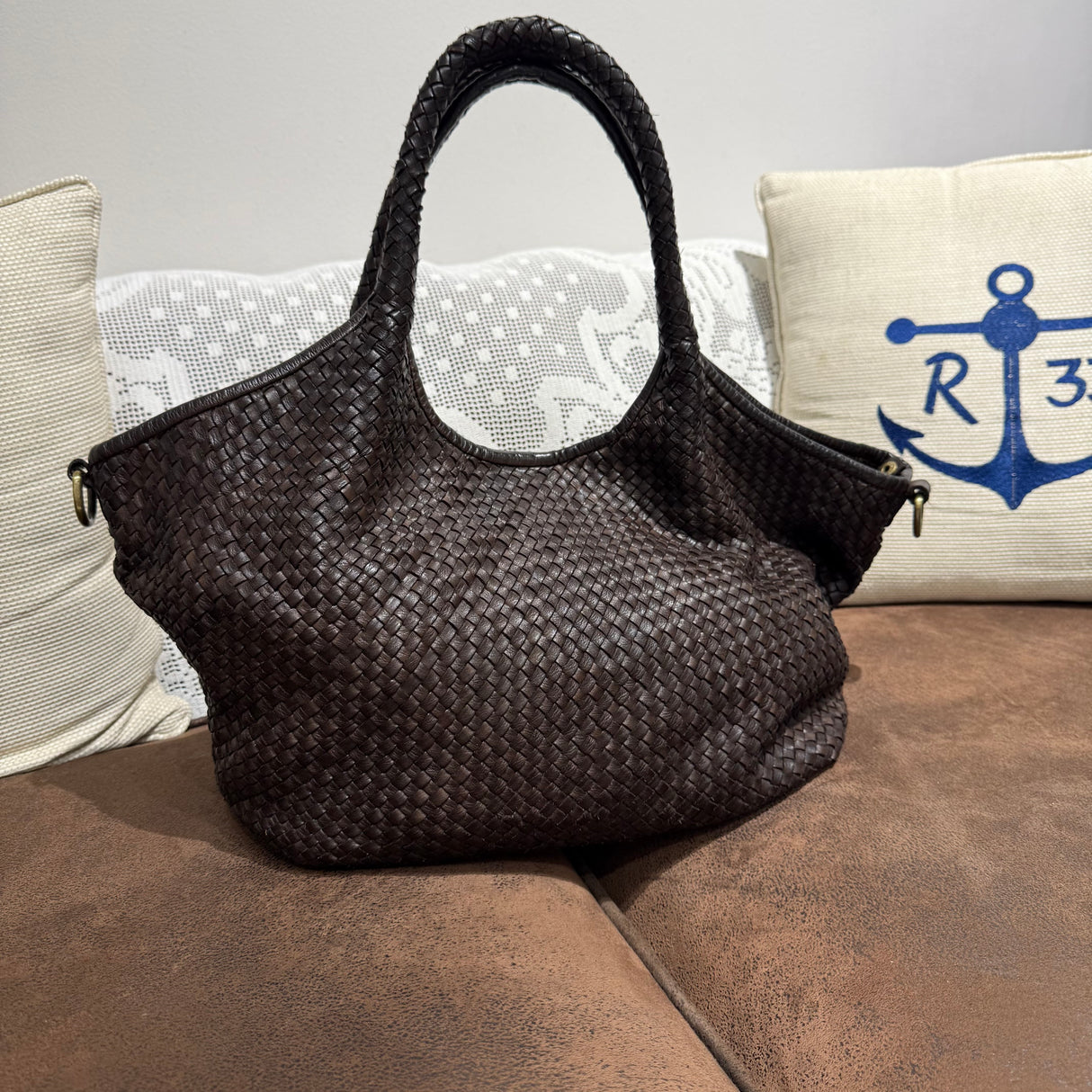 Borsa Shopper Harry intrecciata Testa di Moro