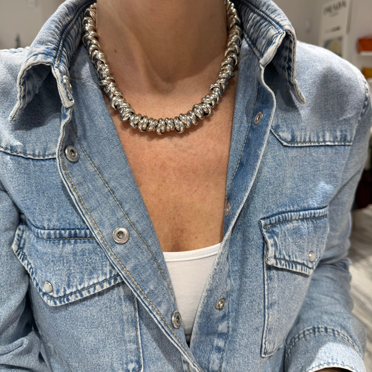 Collana anellini Alluminio Silver