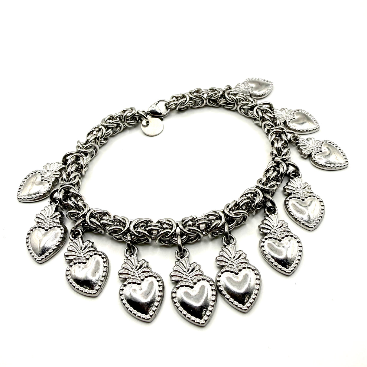 Bracciale Bizantina Cuori Sacri acciaio inossidabile pervinca