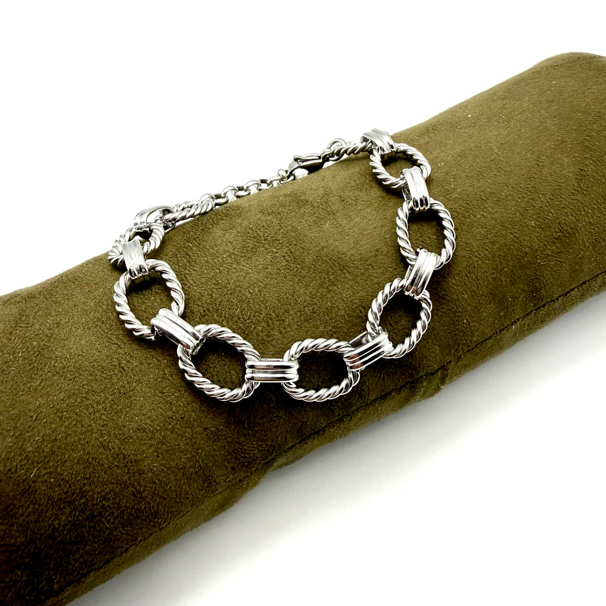 Bracciale rolò torcioni alternati acciaio inossidabile