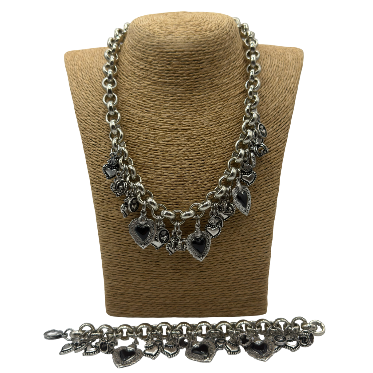 Collana e bracciale Lucky cuore sacro BLACK DUO