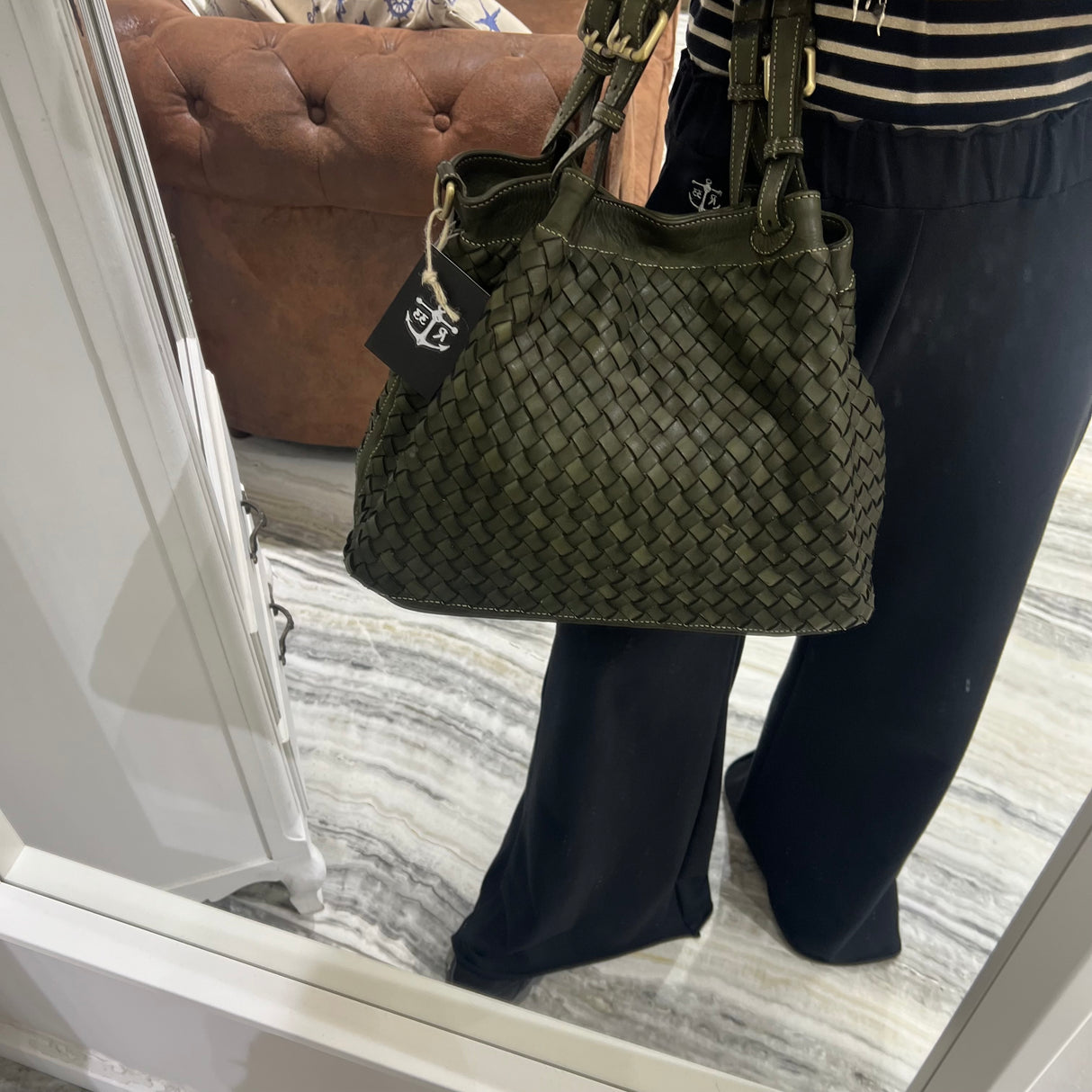 Borsa Intreccio Small Verde militare