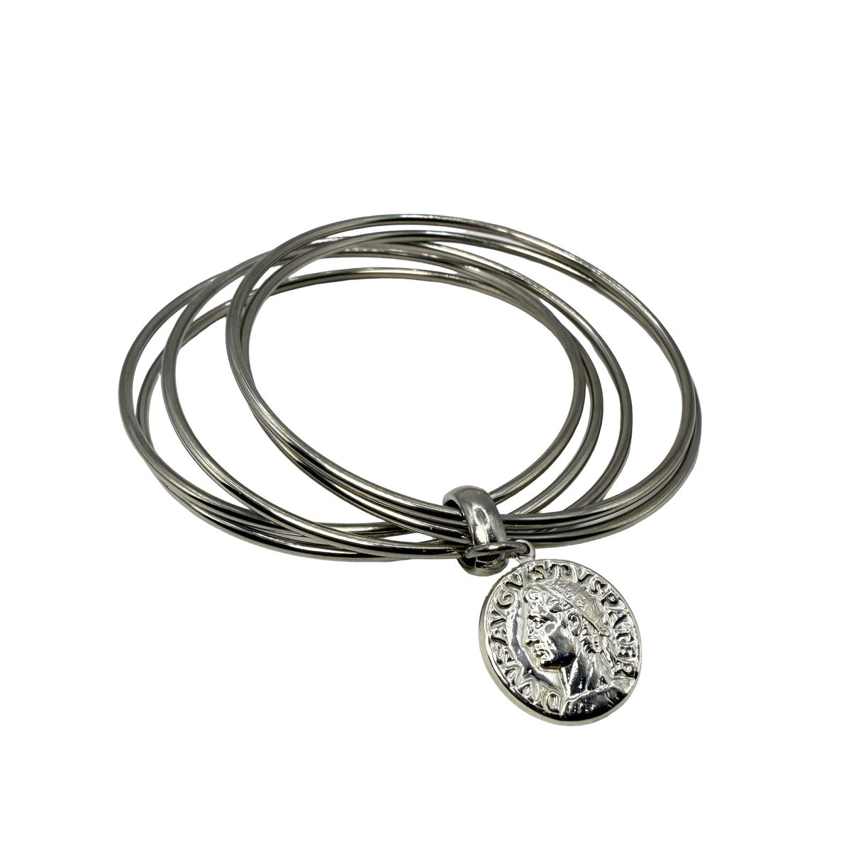 Bracciale rigido 5 fili con moneta Argento925
