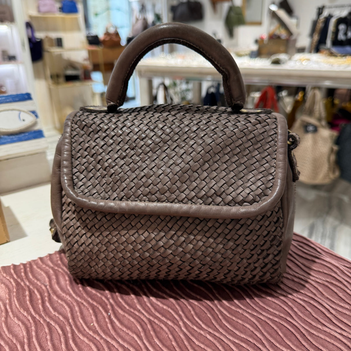 Borsa PIMMA intrecciata Taupe