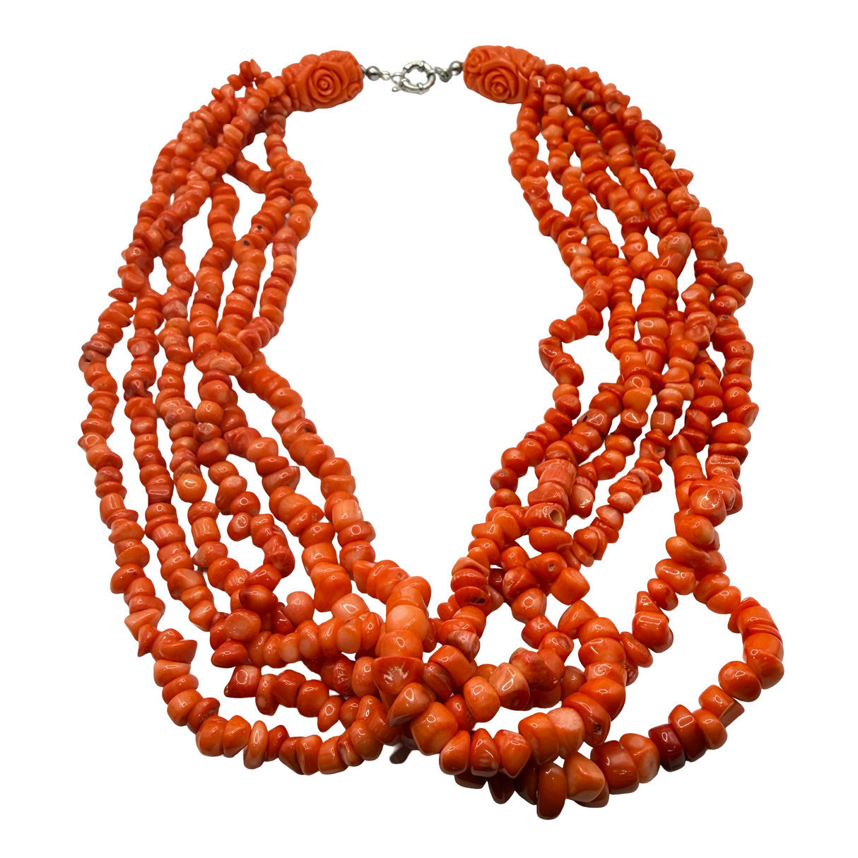 Collana Multifili Corallo Bamboo Rosso chiaro