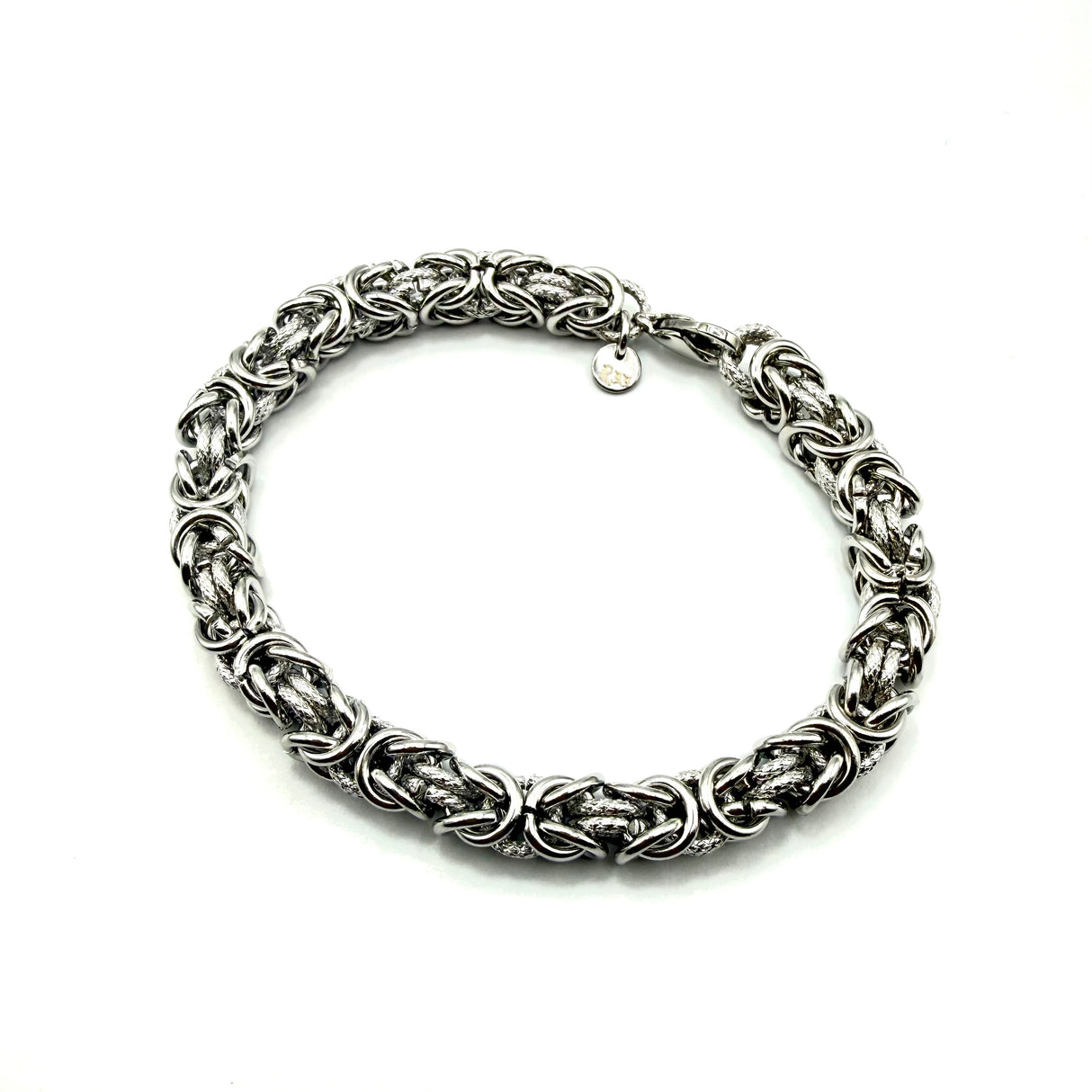Bracciale Bizantina con anelli godronati 0,8 mm