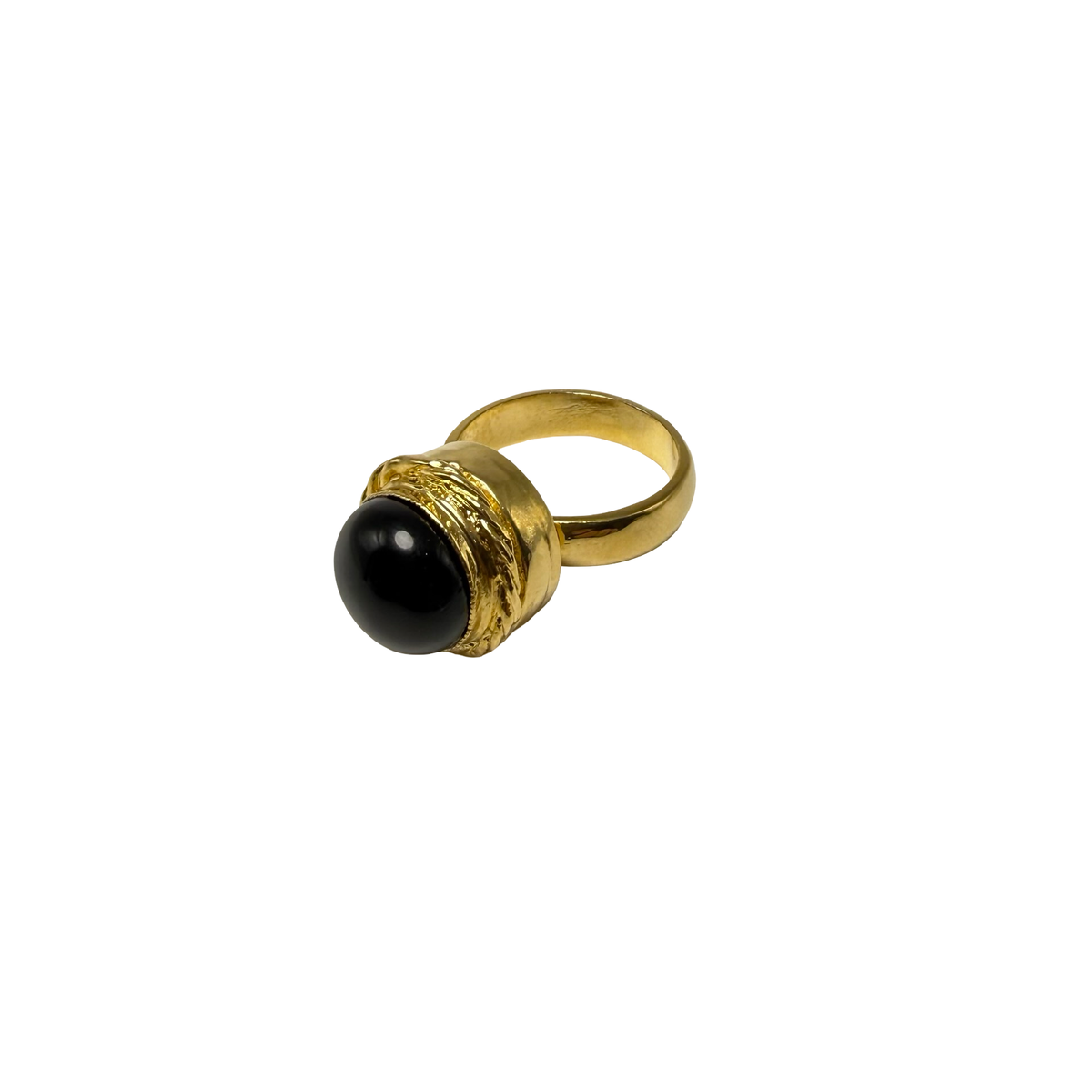 Anello rotondo Etrusco Cabochon Ottone e Onice