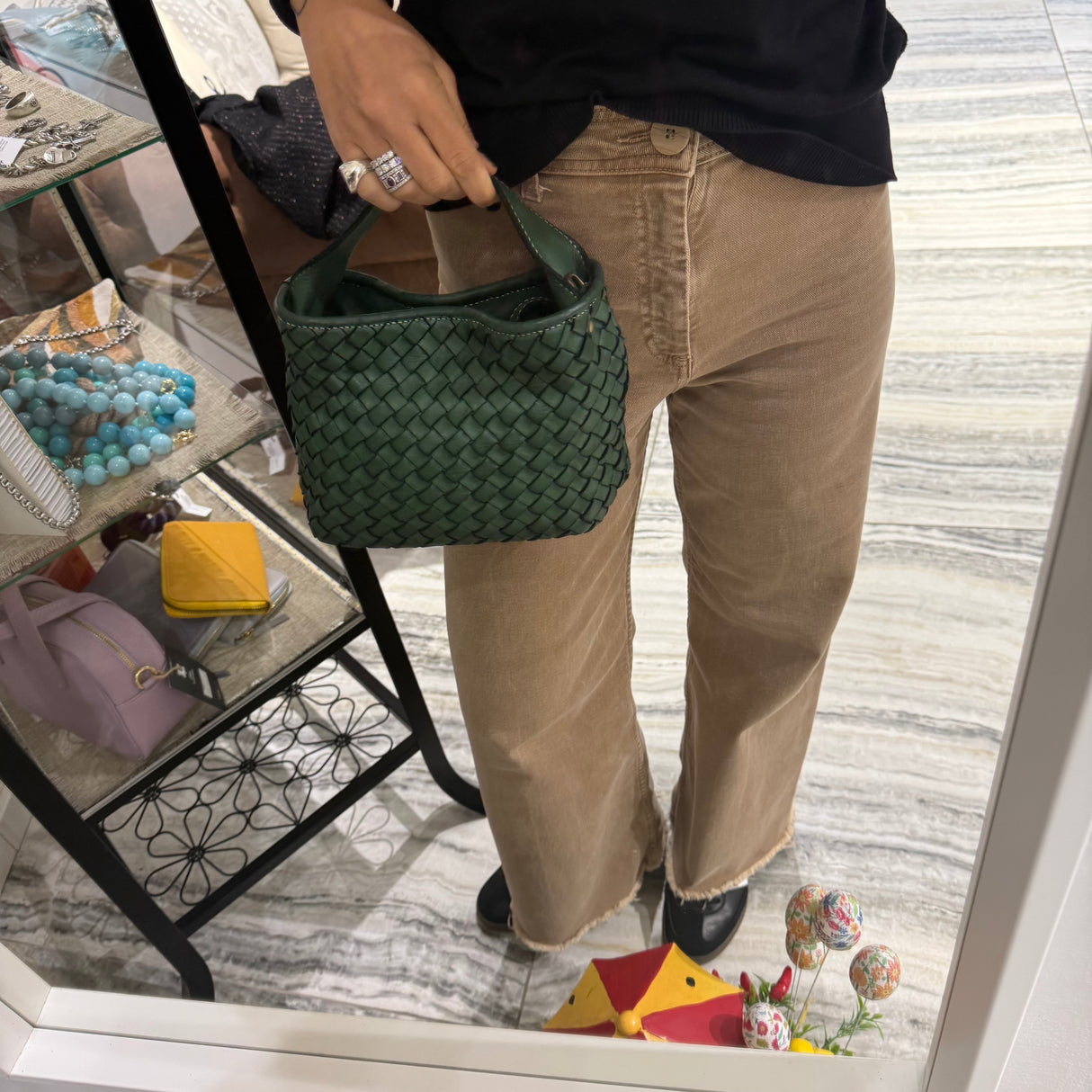 Borsa Mirtilla Small intrecciata Verde Foresta