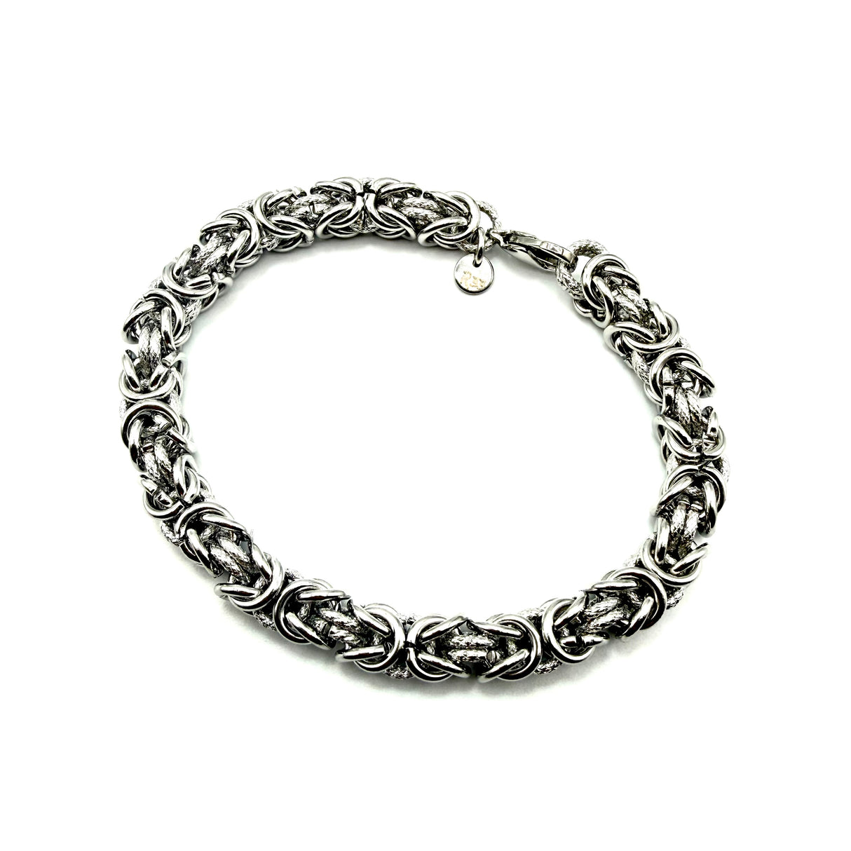 Bracciale Bizantina con anelli godronati 0,8 mm