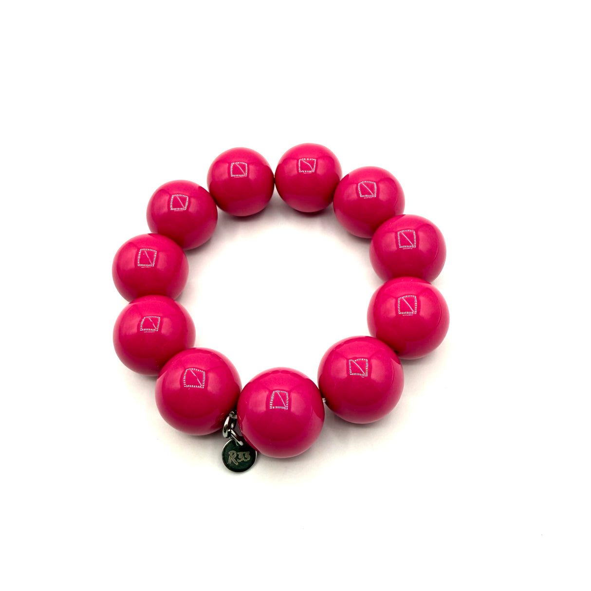 Bracciale sfere in Resina Fucsia