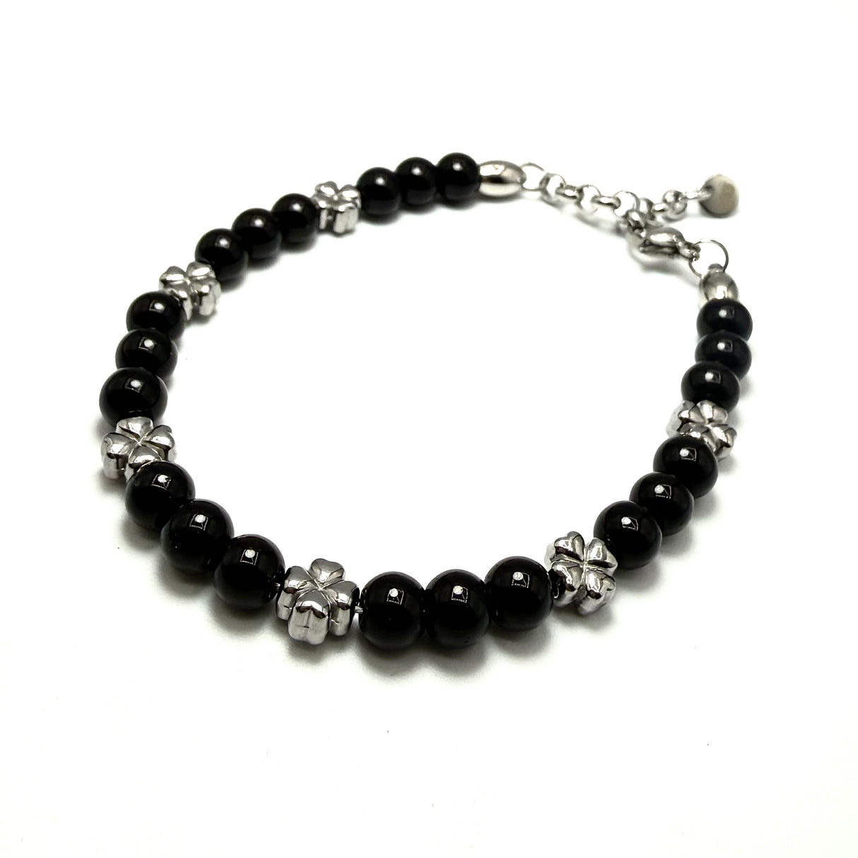 Bracciale pietre e pepite Quadrifoglio in Acciaio inossidabile