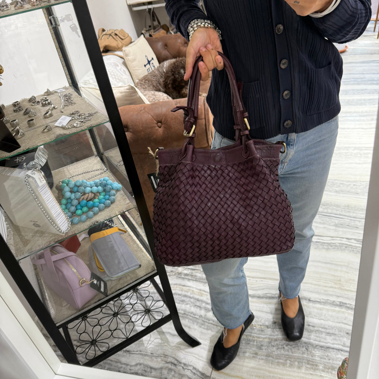 Borsa Intreccio Small Borgogna