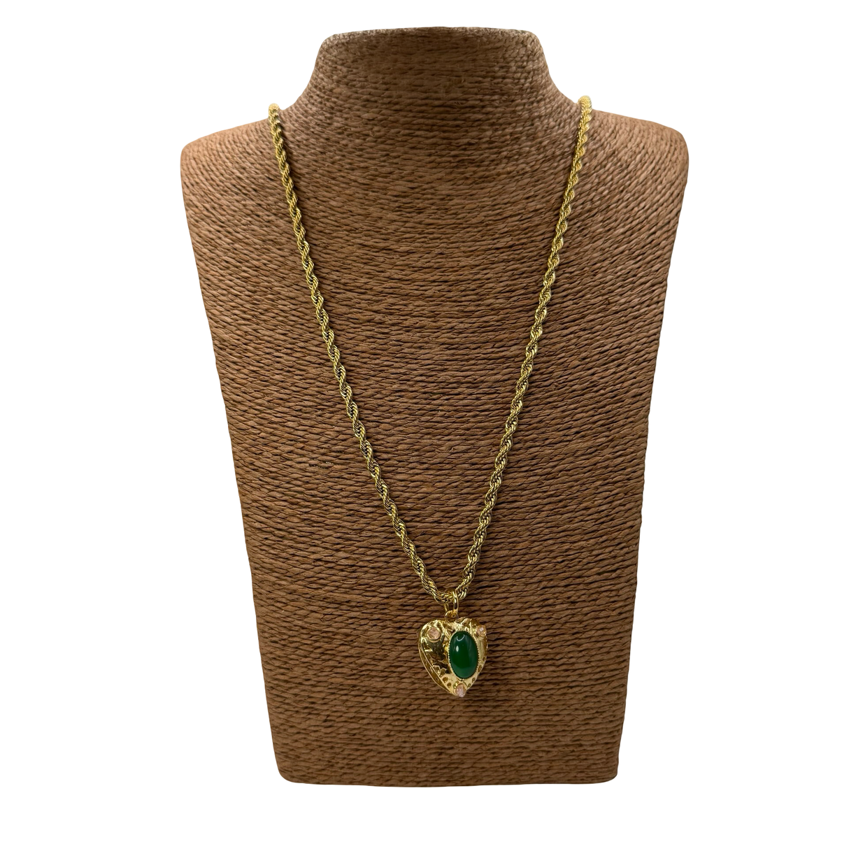 Collana Lanterna Cuore Giada Verde