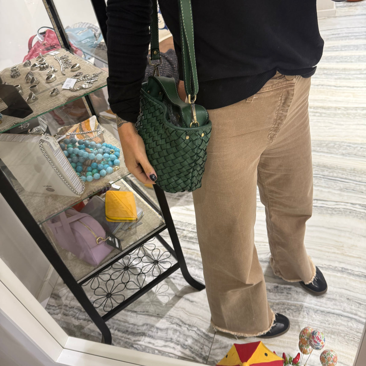 Borsa Mirtilla Small intrecciata Verde Foresta