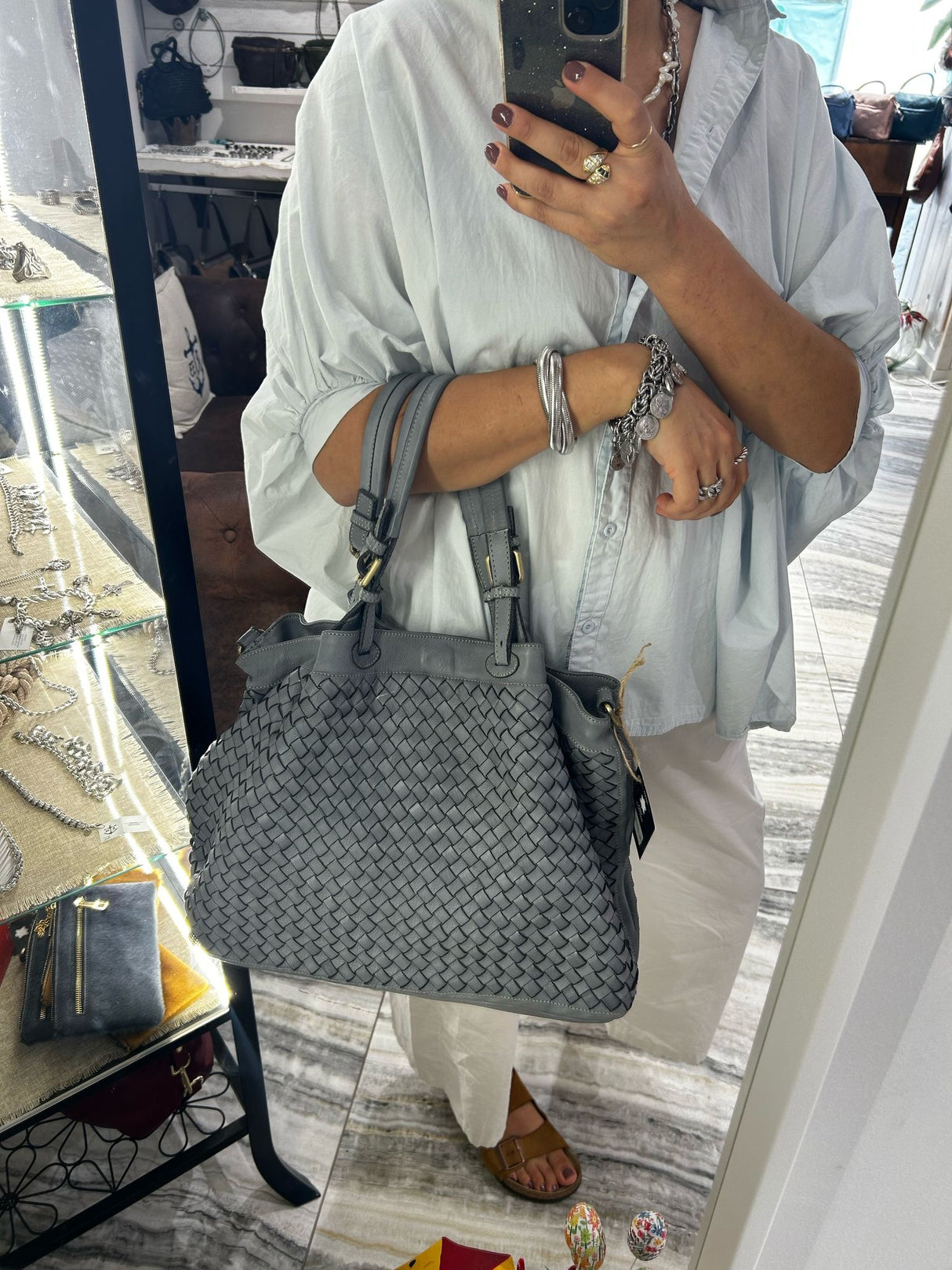 Borsa Intreccio Big Grigio