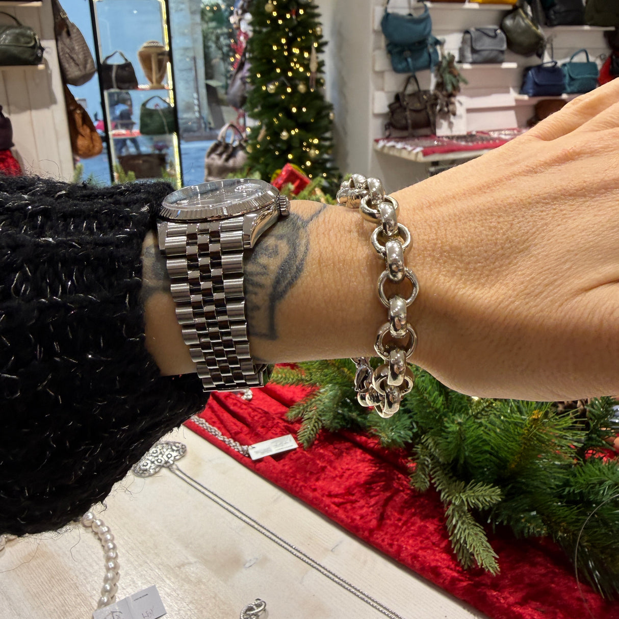 Bracciale Maglia Rolò Alluminio lucida