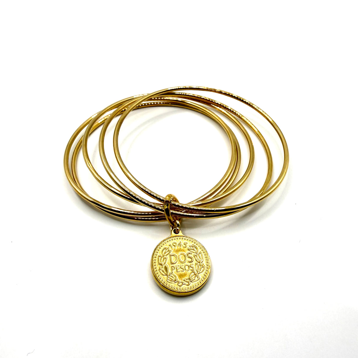 Bracciale rigido 5 fili con moneta
