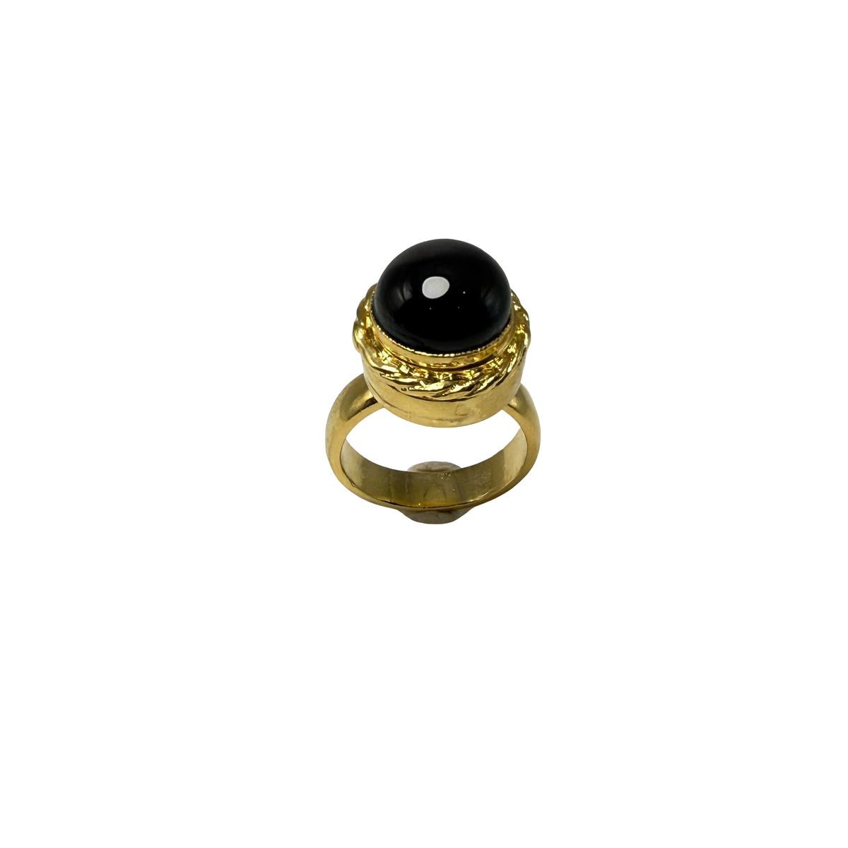 Anello rotondo Etrusco Cabochon Ottone e Onice