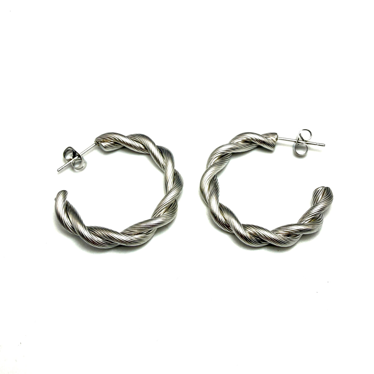 Orecchini Cerchio Torcione Satinato silver