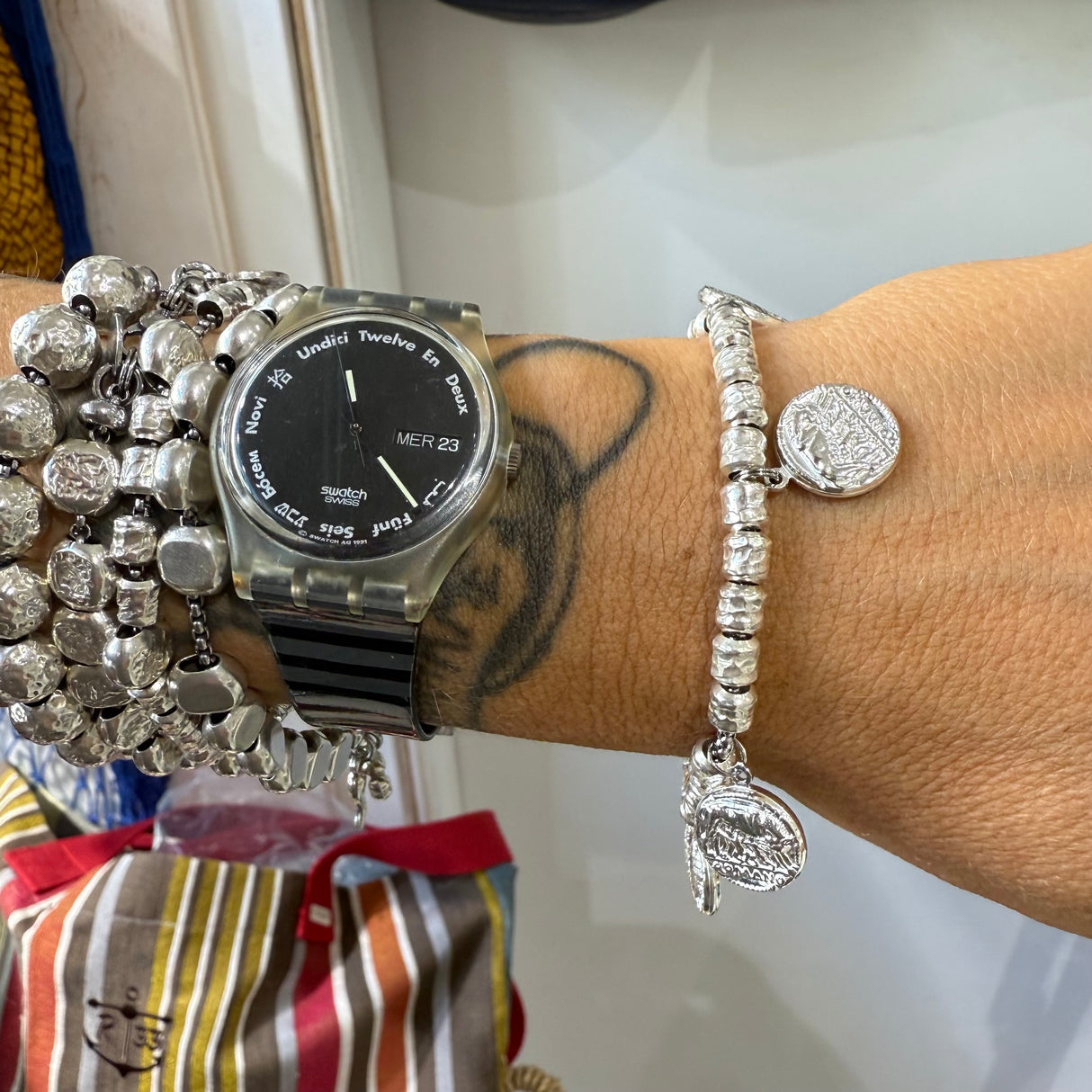 Bracciale pepite Small e Monete Argento925