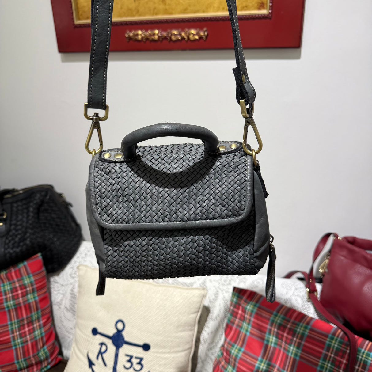 Borsa PIMMA intrecciata Grigio canna di fucile