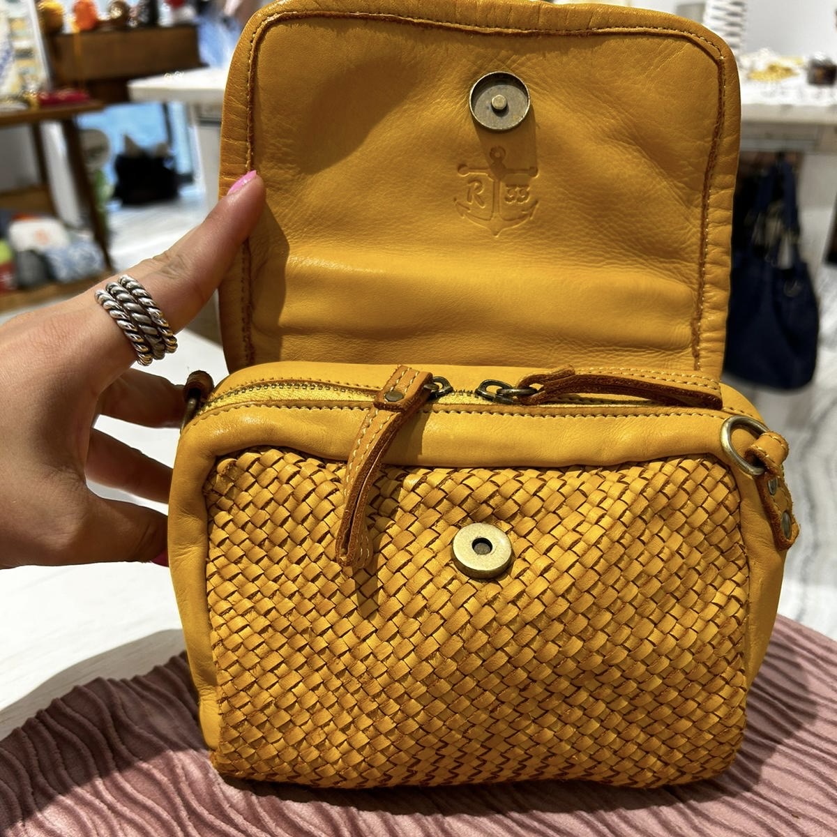 Borsa PIMMA intrecciata Senape
