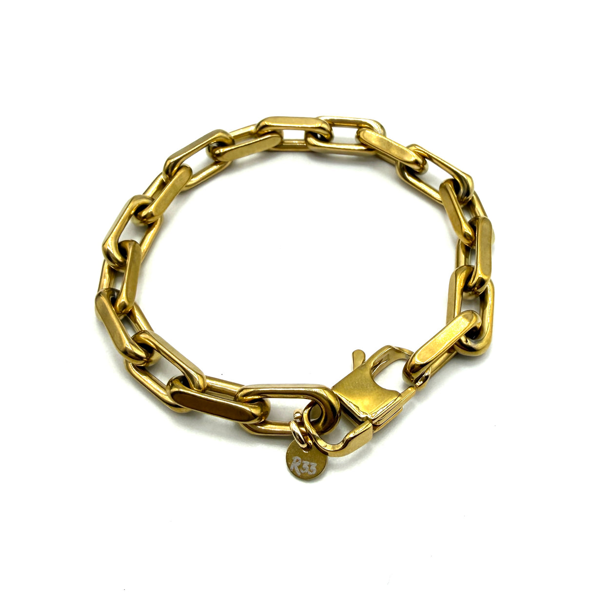 Bracciale maglia rolò rettangolo dorato acciaio inossidabile