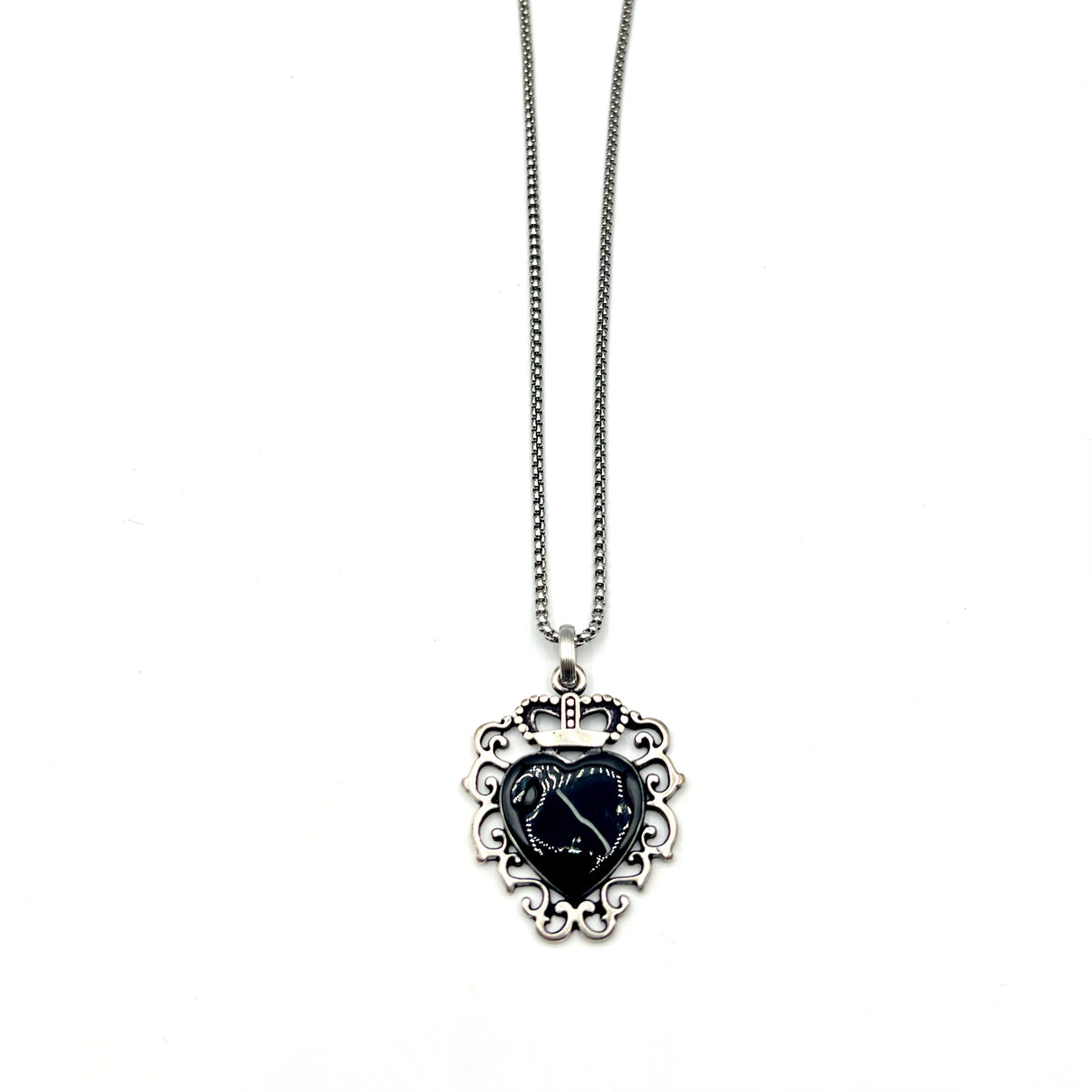 Collana Cuore Sacro Corona black