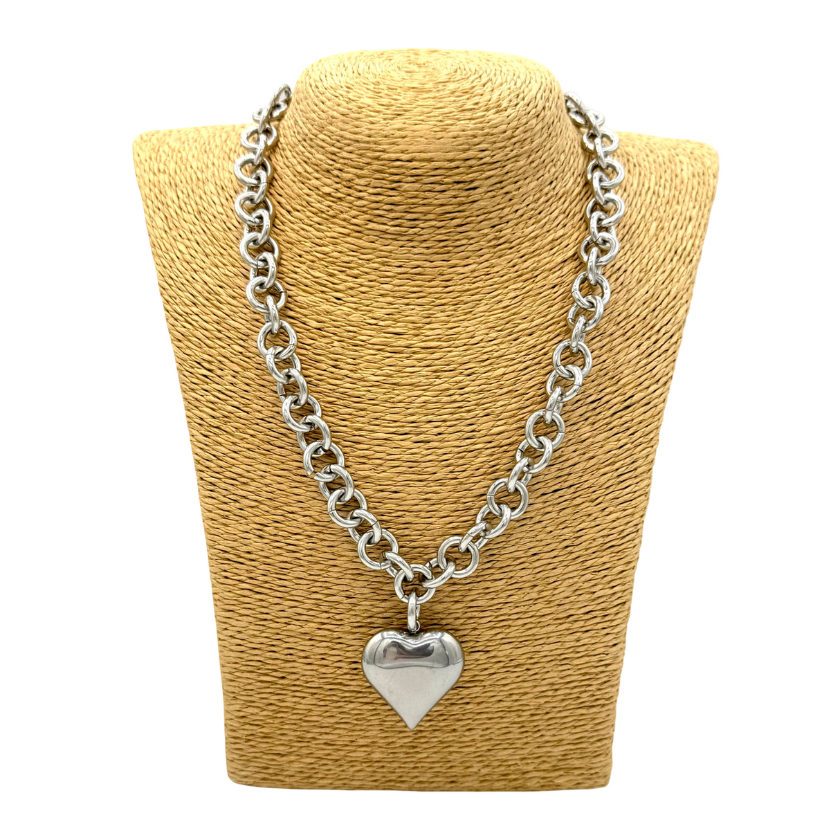 Collana Rolò Cuore Acciaio inossidabile