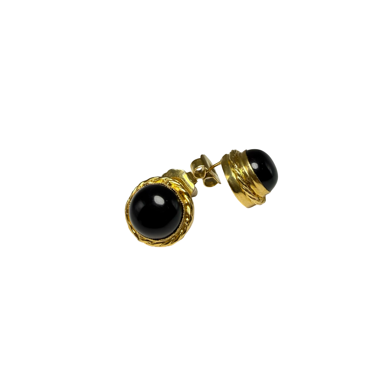 Orecchini Rotondi Cabochon Ottone Onice