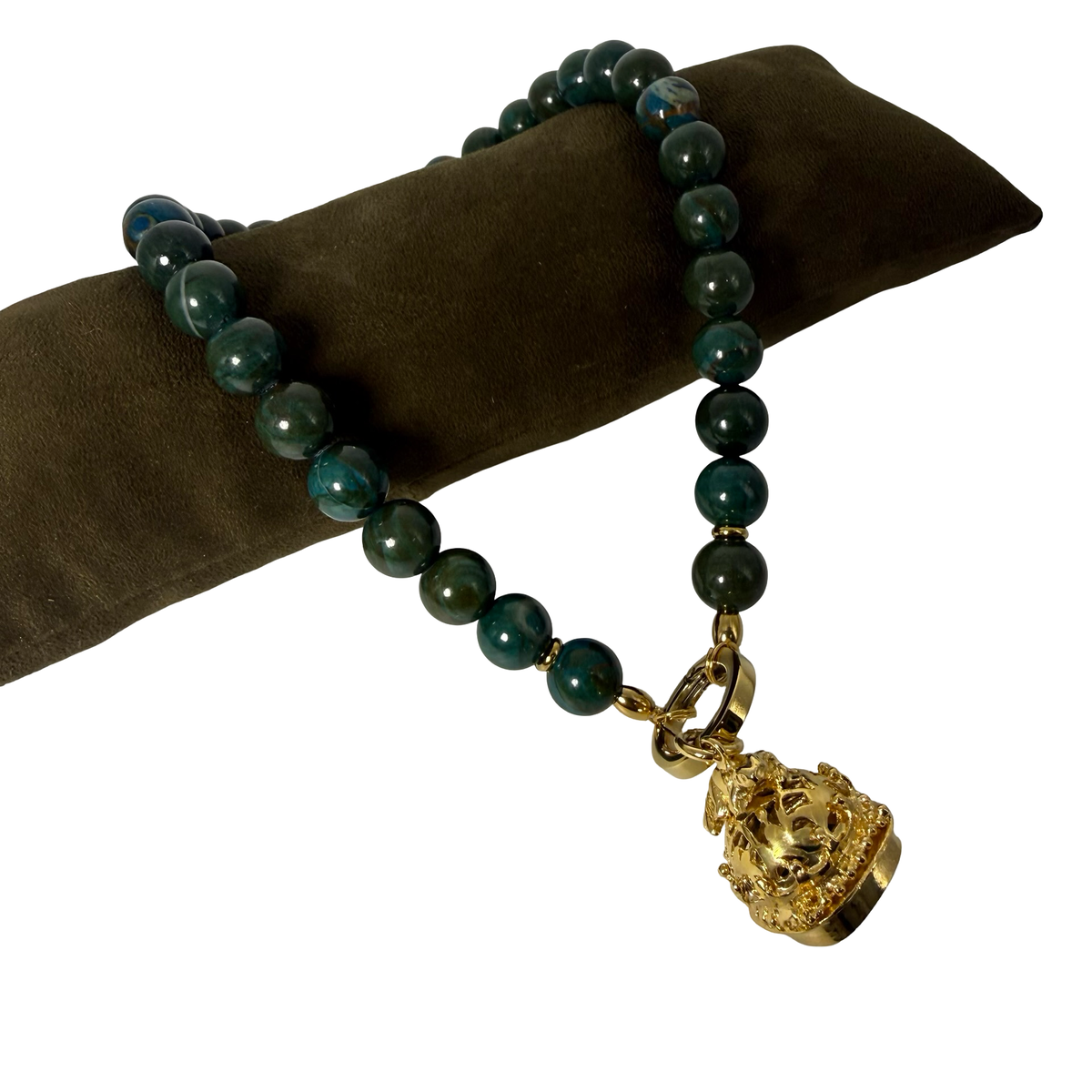 Collana Crisocolla con Lanterna rana Giada Verde
