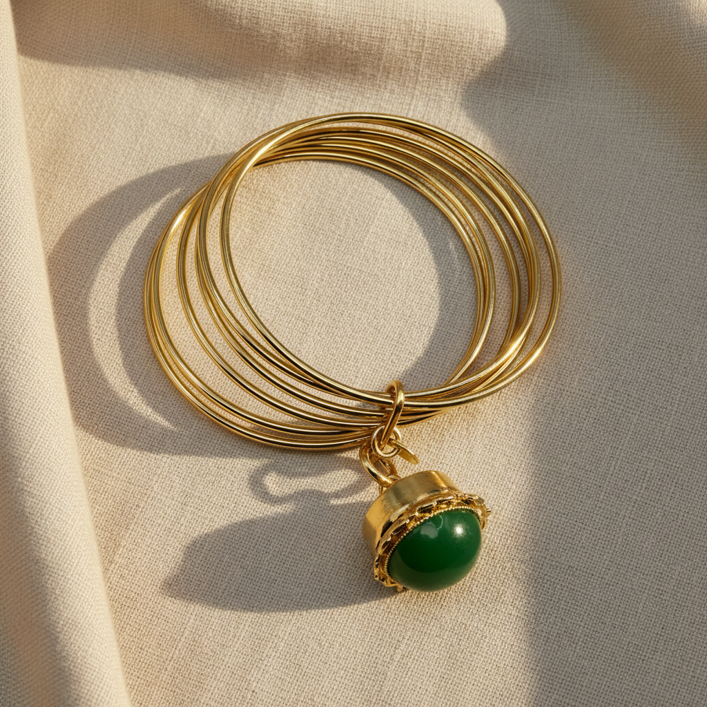 Bracciale 6 fili Lanterna Campana Verde