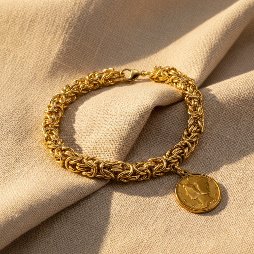 Bracciale Bizantina con Moneta Dorato