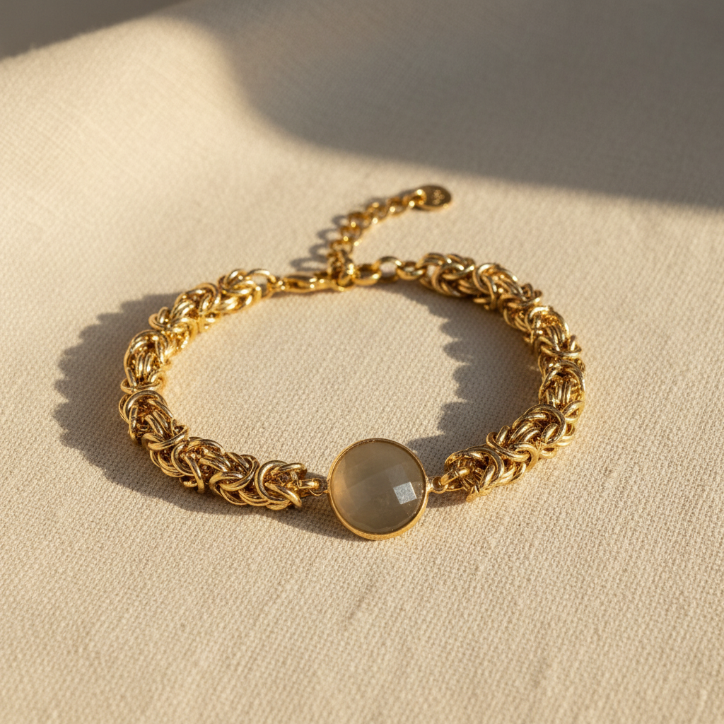 Bracciale Bizantina Dorata e pietra semipreziosa