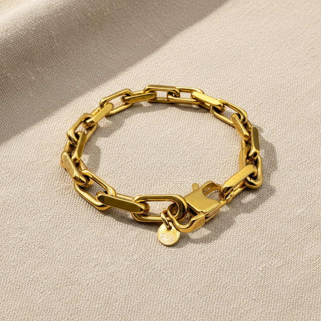 Bracciale Maglia Rolò Rettangolo Dorato - seconda foto