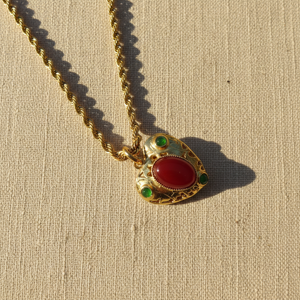 Collana Lanterna Cuore Giada Corniola