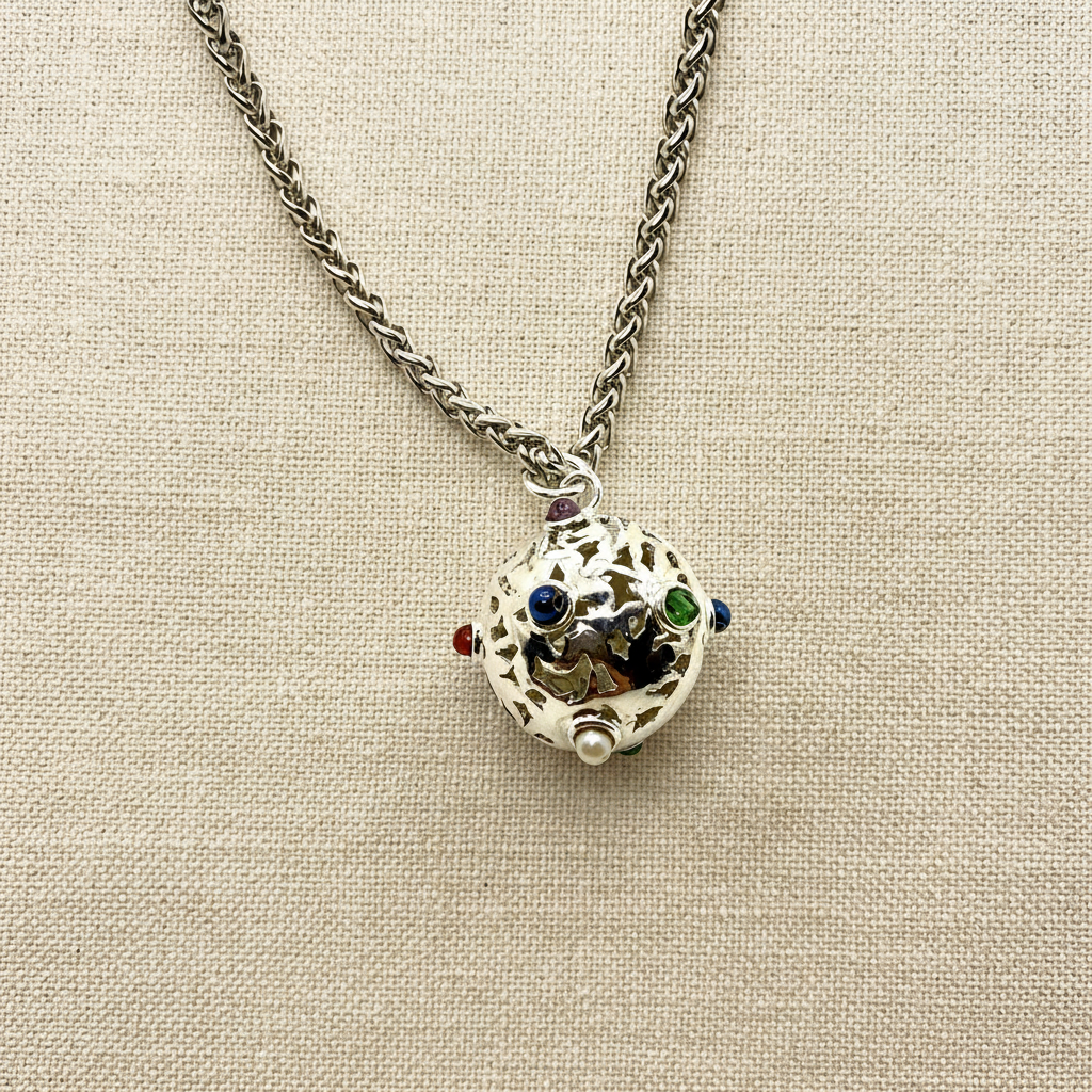 Collana Silver spiga - sfondo bianco → lino beige