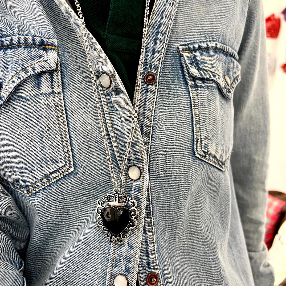 Collana Cuore Sacro Corona black