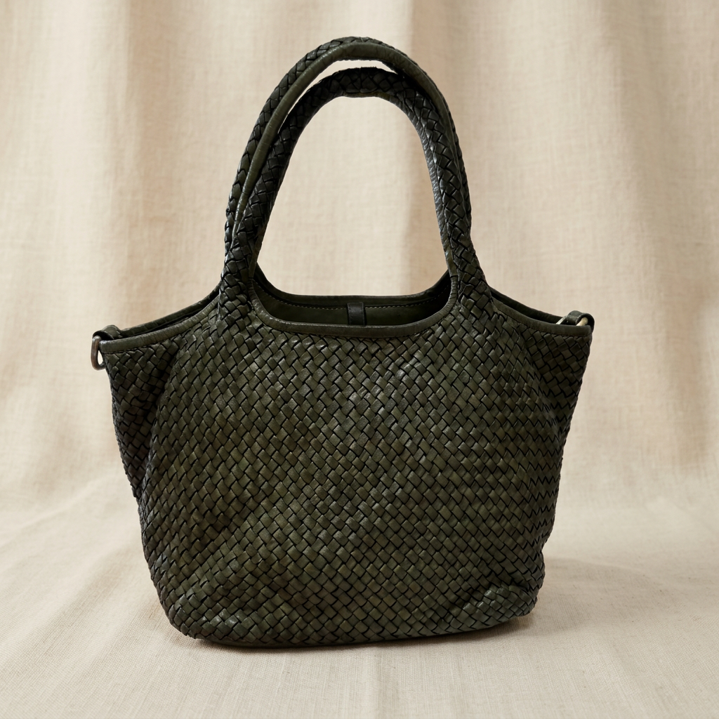 Hermione Big Verde Militare su lino beige